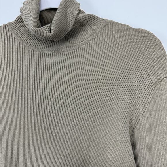 Chicos 1 Ribbed Knit Silk Blend Turtleneck Size Medium Gray Long Sleeve Pullover - Picture 3 of 7